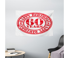 Birthday Stamp Slogan Wide Tapestry