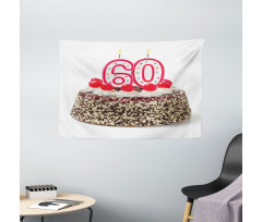 Party Cake Candle Wide Tapestry