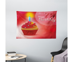 Starry Candle Cupcake Wide Tapestry