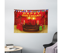 Birthday Boxes Flags Wide Tapestry