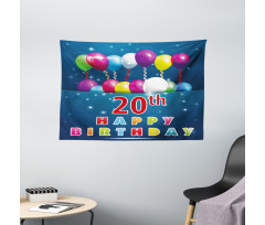 Balloons on Blue Tone Wide Tapestry