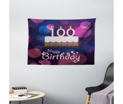 Cartoon Cake Candles Wide Tapestry