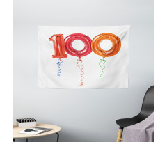 Flying Balloons Art Wide Tapestry