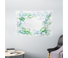 Spring Wreath Watercolor Wide Tapestry