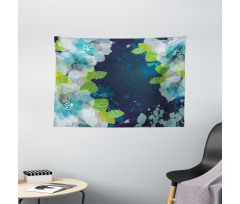 Grunge Abstract Flowers Wide Tapestry