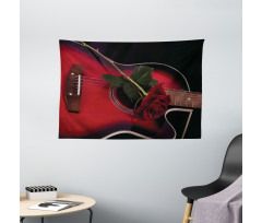 Guitar with Love Rose Wide Tapestry