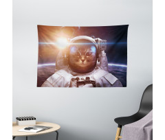 Kitty Lunar Eclipse Wide Tapestry