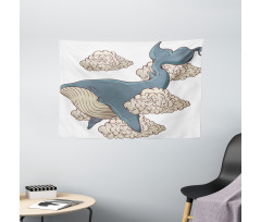 Sky Clouds Animal Fish Wide Tapestry