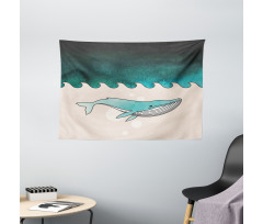 Fish Swimming Submarine Wide Tapestry