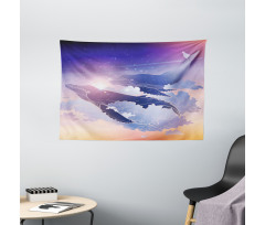 Dreamy Night with Clouds Wide Tapestry