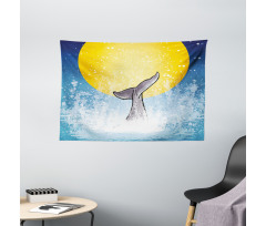 Fish Tail Ocean Full Moon Wide Tapestry