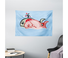 Whale Couple Wide Tapestry
