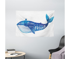 Whale King Friend Wide Tapestry