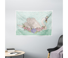 Cartoon Swan on Water Wide Tapestry