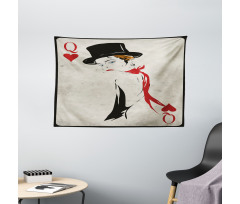 Retro Woman Card Ace Wide Tapestry