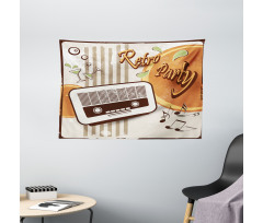 Party Art with Old Radio Wide Tapestry