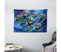 Colorful Disco Club Wide Tapestry