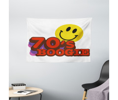 70s Boogie Funny Emoticon Wide Tapestry