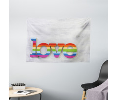 Love Sign on Wood Planks Wide Tapestry