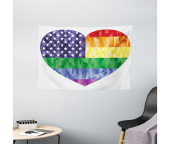 Heart Gay Flag Rainbow Art Wide Tapestry