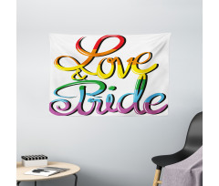 Love Text Rainbow Colors Wide Tapestry