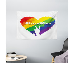 LGBT Colored Heart Wide Tapestry