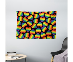Hearts Gay Pride Flag Wide Tapestry