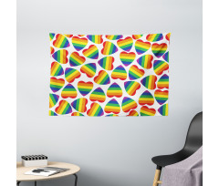 Colorful Heart Wide Tapestry