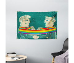Gay Couple with Scarf Wide Tapestry