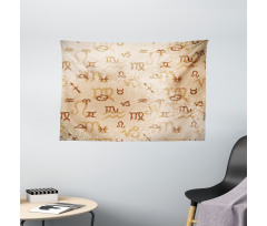 Zodiac Signs Grunge Wide Tapestry