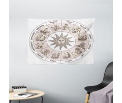 Circle of Zodiac Sign Wide Tapestry