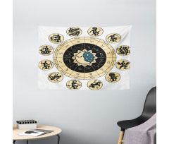 Zodiac Chart Wide Tapestry