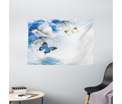 Exotic Flowers Pond Wide Tapestry