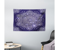 Floral Round Retro Ornament Wide Tapestry