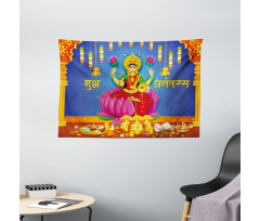 Ethnic Figures Lotus Ancient Wide Tapestry