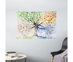 4 Seasons Colorful Wide Tapestry