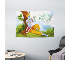 Playing Flute Forest Wide Tapestry