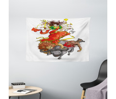 Mythical Scene Wide Tapestry