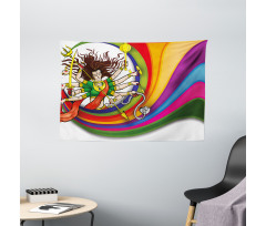 Rainbow Circle Snake Wide Tapestry