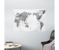 Sketchy Continents Wide Tapestry