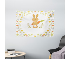 Smiling Rabbit Summer Wide Tapestry