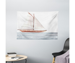 Sailing Theme Boat Waves Wide Tapestry