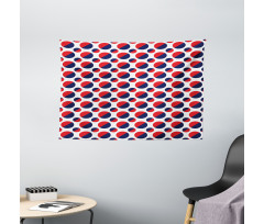 Red Circles Rounds Wide Tapestry