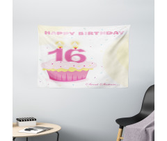 Cupcake Candle Girls Wide Tapestry
