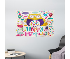 Funny Greeting Doodle Art Wide Tapestry