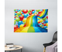 Balloons Ribbons Wavy Wide Tapestry