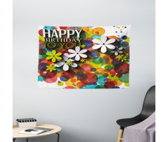 Daisies Dots Best Wish Wide Tapestry