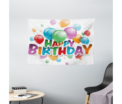 Balloon Burst Celebration Wide Tapestry