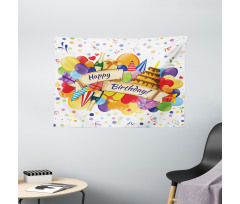 Drinks Cake Balloons Wide Tapestry
