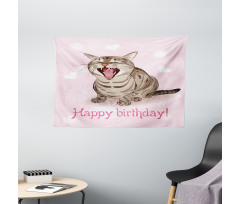 Funny Kitten Greeting Song Wide Tapestry